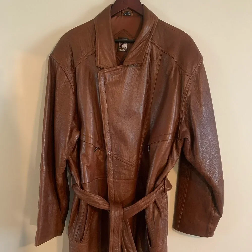 Mens Large Brown Soft leather coat - Picture 1 of 13